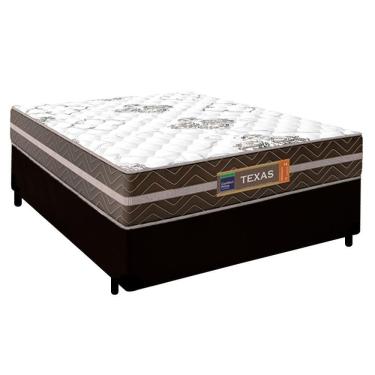 Imagem de Cama Box Casal Sintético + Colchão Molas Ensacadas Texas Colchões 138cm Preto - Suporta...