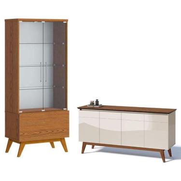 Imagem de Aparador Para Sala Buffet 1.6 E Cristaleira Classic Freijó Off White - Imcal
