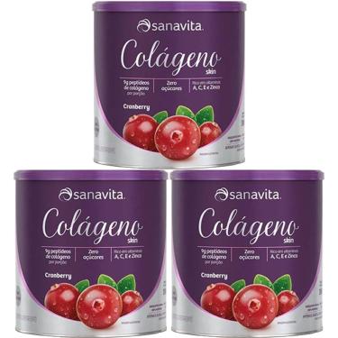Imagem de Kit 3X Colágeno Skin - 300g Cranberry - Sanavita-Masculino