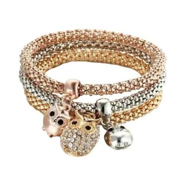 Imagem de Conjunto De Pulseiras Com Pingente De Coração E Chave Banhado a Ouro R