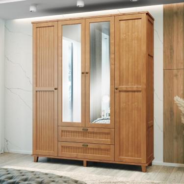 Imagem de Guarda Roupa Casal Madeira Maciçaturim 4 Portas Cavazotto Freijó