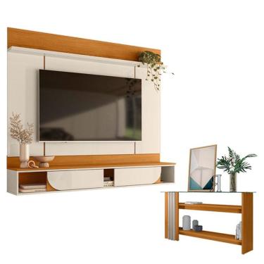 Imagem de Painel Para Tv Aura Com Aparador Frizz Cinamomo Off White - Madetec