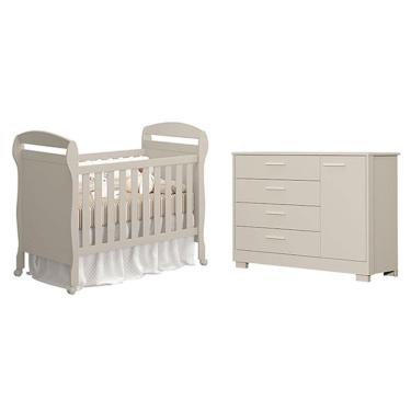Imagem de Berço Americano Danny E Cômoda Com Porta Zaki Areia Acetinado - Reller