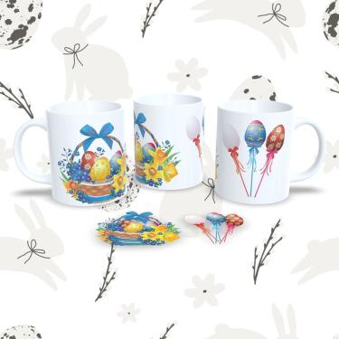 Imagem de Caneca Páscoa 61 para Bebidas 325ML em Porcelana Decorada Compatível com micro-ondas e...