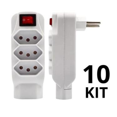 Imagem de Kit Benjamin Adaptador de Tomada Tripolar 4 Saída 10A Bivolt - Minutob