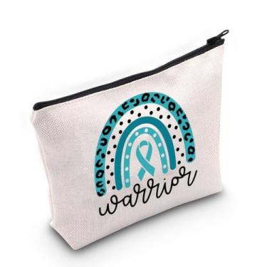 Imagem de Bolsa de maquiagem BLUPARK Ovarian Cancer Awareness Support Teal Ribbo
