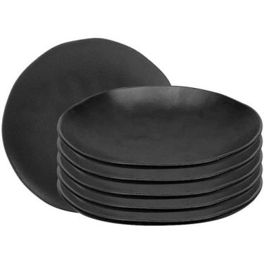 Imagem de Conjunto de Pratos Rasos 06 Peças 26,5cm - Orgânico Preto Matte - Port