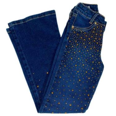 Imagem de Calca Country Infantil Feminina Pedraria strass Bill Way 115, Azul, 6
