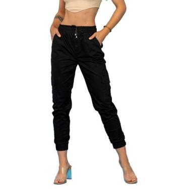 Imagem de A Calça Feminina Jogger Preta Tanise Jeans (Ref. 24087), 42, Preto
