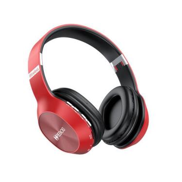 Imagem de Fone De Ouvido Sem Fio Bluetooth 5.0 HeadPhone Hrebos Hs-187, Vermelho