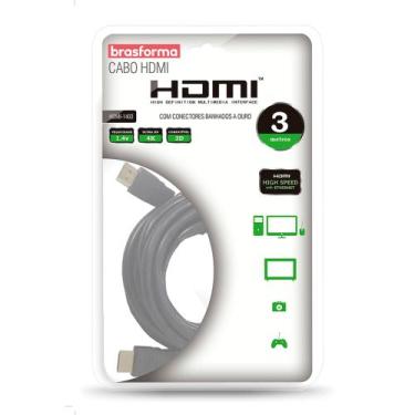 Imagem de Cabo HDMI Brasforma 1.4 4K 3D 1080P Preto 2 Metros / 3 Metros / 5 Metr