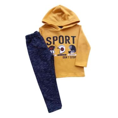 Imagem de Conjunto Infantil Masculino Blusão ML + Calça Moletom Pipa, Amarelo, 3