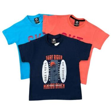 Imagem de  Kit 3 peças Camiseta Infantil  2 ao 14 Juvenil Masculino menino. - Ma