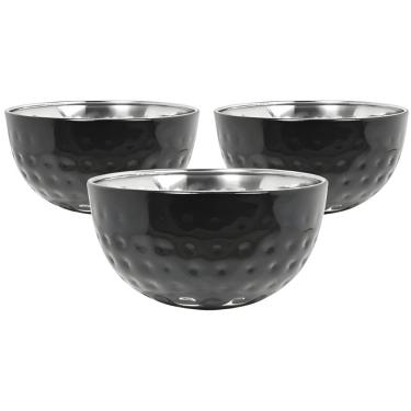 Imagem de Conjunto de Bowls Matelados 3 Peças 170ML em Aço Inox para Servir Petiscos Preto em Casa Tem