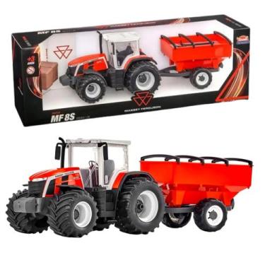 Imagem de Trator Massey Ferguson MF8S Com Carreta Graneleira Pneus Emborrachados