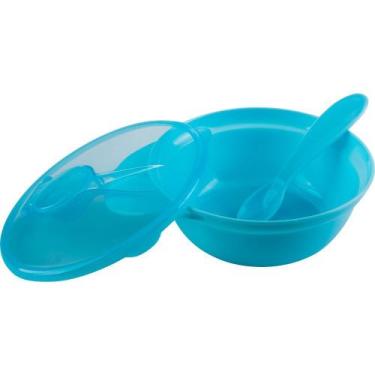 Imagem de Pratinho Fundo Bebe Bowl Com Tampa E Colher 300 Ml - Buba, Azul