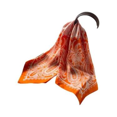 Imagem de Lenço Quadrado Fino De Seda Com Estampa Paisley Para Mulheres, Proteto