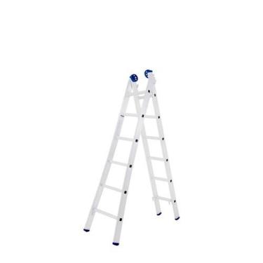 Imagem de Escada de Alumínio Extensiva Escada Extensiva Mor 2x6 1,9-3,09M 6 Degraus Prata com Trava Automática Dobrável Suporta