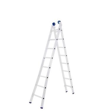 Imagem de Escada de Alumínio Extensiva Escada Extensiva Mor 2x8 2,4 a 4,21M 8 Degraus Prata com Trava Automática Pés