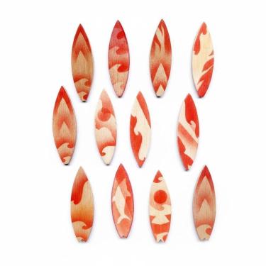 Imagem de Kit 4 Pranchas de Surf Decorativas de Madeira com Pirogravura Colorida 4x9cm