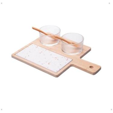Imagem de Cj 6 Peças Petisqueiras Bandeja Bambu e Tábua Terrazo 32cm - Lyor, Nat