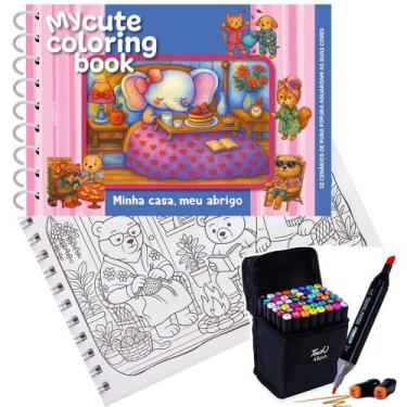 Imagem de Livro De Colorir Coleção My Cute Coloring Book Capa Dura Espiral Folha