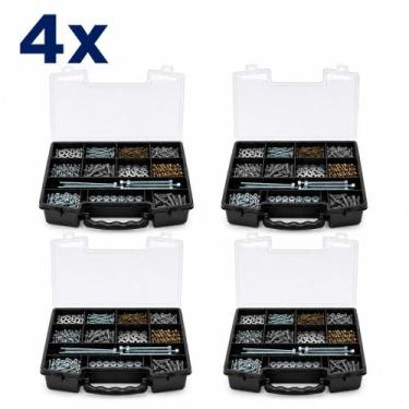 Imagem de Caixa organizadora 12 divisórias kit 4 maleta multiuso tampa transpare