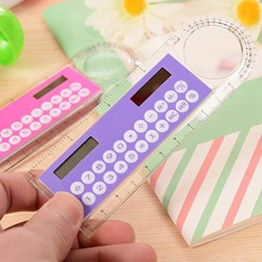 Imagem de Calculadora,1 pc 10 cm Régua Mini Calculadora Multifuncional de Energia Solar Ultra-fina para Crianças Material de Escritório Escolar, cor Aleatória