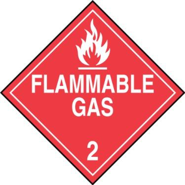 Imagem de Accuform Placas MPL202VP1 Placa de plástico Hazard Classe 2 DOT, Legend"Gás inflamável 2" com gráfico, 26 cm de largura x 26 cm de comprimento, branco sobre vermelho