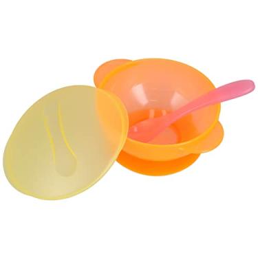 Imagem de Conjunto de tigela de sucção Eujgoov tigela de alimentação lavável à máquina suprimentos com tampa e colher para crianças (azul)