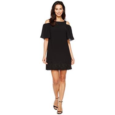 Imagem de Adrianna Papell Ombro vazado feminino de crepe gauzy, preto, 2, Preto, 36