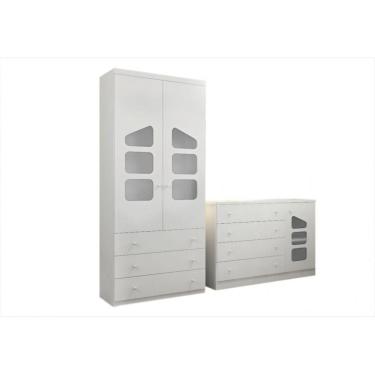 Imagem de Quarto Infantil com Guarda Roupa 02 Portas e Cômoda Sapateira Eloisa ? Phoenix Baby