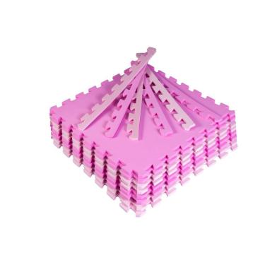 Imagem de Kit 16 Placas Tatame Tapete Eva Infantil 50x50x1cm Bebê - Rosa Claro e Pink