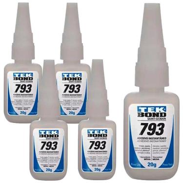 Imagem de Adesivo Instantâneo Multiuso com Bico Anti Entupimento 20g 793 Kit com 5 Unidades TEKBOND