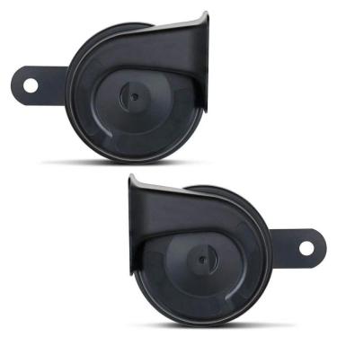 Imagem de Buzina Eletrônica Modelo Caracol Universal 12V Preta 2 Terminais CR8 Som Grave Agudo carro Caminhão