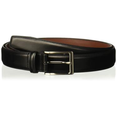 Imagem de Perry Ellis Cinto masculino Portfolio Amigo, couro, bordas costuradas, fivela metálica, versátil, 3,8 cm de largura, Preto, 42