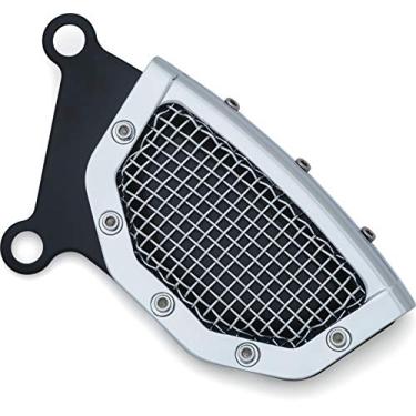 Imagem de Acessório de realce de motocicleta Kuryakyn 6542: capa de calibrador frontal de malha para motocicletas Harley-Davidson 2015-19, cromadas