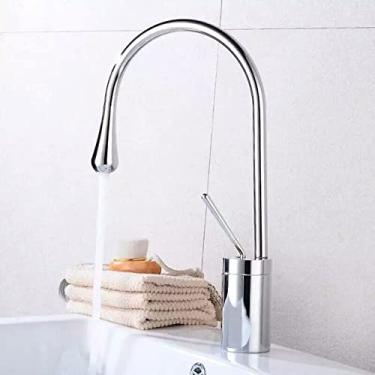Imagem de Torneira de bacia de alavanca única 360 rotação bico misturador de bronze torneira para cozinha ou banheiro bacia de água misturador escova de ouro, cromo, curto, china