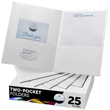 Imagem de FILE-EZ Pastas com dois bolsos, branco, pacote com 25, papel texturizado, tamanho carta (EZ-32510)