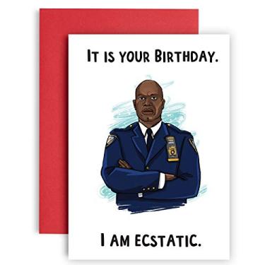 Imagem de Huxters It's Your Birthday I'm Ecstatic - Cartão de aniversário engraçado Raymond Holt - Cartão Brooklyn Nine Nine - cartão de feliz aniversário para ela - cartão de aniversário de melhor amigo - cartão de aniversário engraçado para ela - A5
