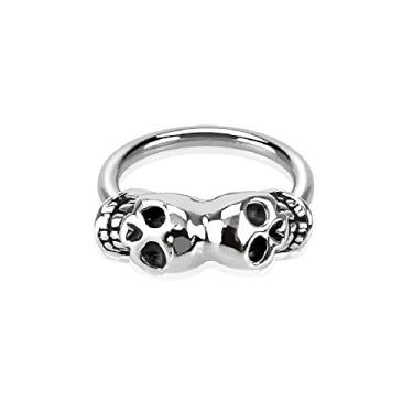 Imagem de Pierced Owl Anel de septo cativo com caveiras gêmeas 16GA em aço inoxidável 316L