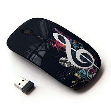 Imagem de KawaiiMouse [Mouse óptico sem fio 2,4 G] microfone de nota musical legal vence o amor dos graves