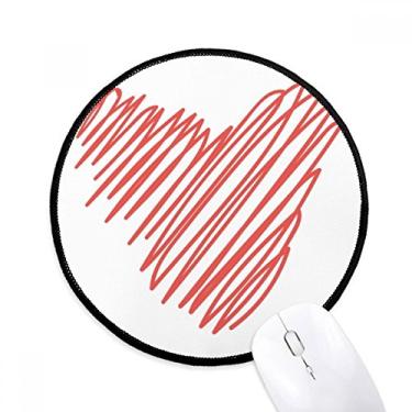 Imagem de Tapete de mouse de esboço de linha vermelha coração para o dia dos namorados desktop escritório tapete redondo para computador