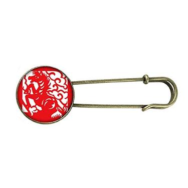 Imagem de Cavalo de corte de papel animal China zodíaco retrô broche de metal clipe jóias