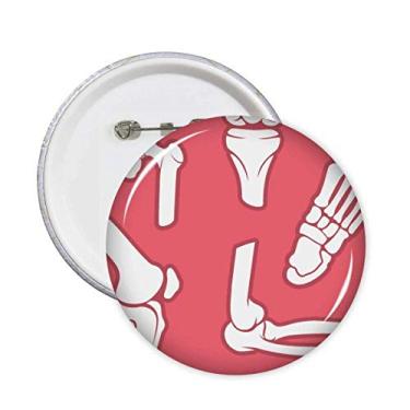 Imagem de Esqueleto humano vermelho ilustrações desenhos animados pinos redondos crachá botão emblema decoração acessório 5 peças