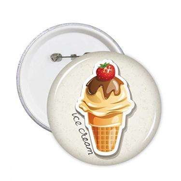 Imagem de Broche redondo de cone de sorvete de morango chocolate doce 5 peças