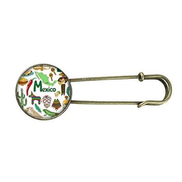 Imagem de Broche de metal retrô bandeira nacional de animais do México Landscap