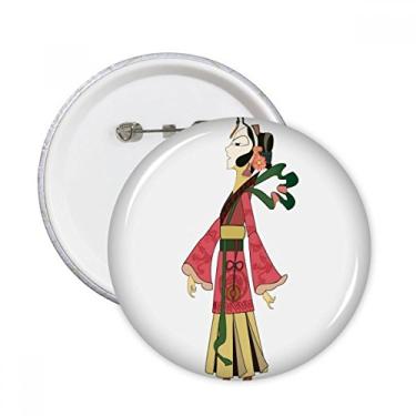 Imagem de Decoração de imagem feminina chinesa Shadow Play com pinos redondos para crachá, 5 peças