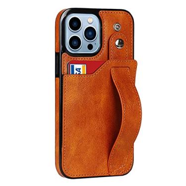 Imagem de Estojo de couro comercial para iphone 14 13 12 11 mini pro max xs xr x 6 6s 7 8 plus se 2020 2022 cartões carteira pulseira capa de telefone, marrom, para iphone 13 mini 5.4 polegadas
