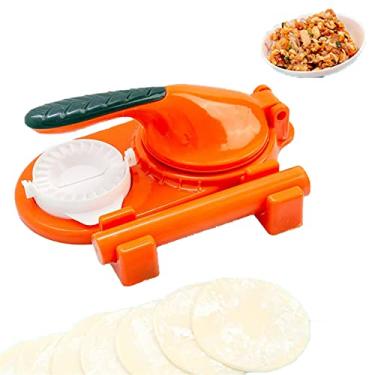 Imagem de 3 em 1 Máquina de Bolinhos Prensa Massa Ferramenta de Pastelaria Manual de Cozinha Molde de Empanada Portátil DIY Aparelho de Fazer Ravioli, Laranja, 24 cm